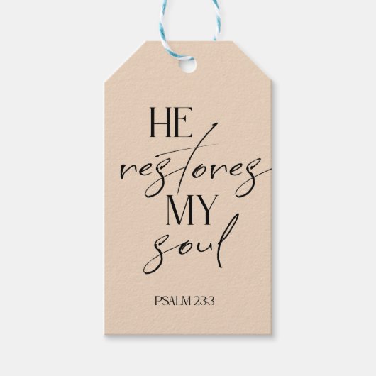 Beige Bijbel Verse Psalm Cadeaulabel (Voorkant)