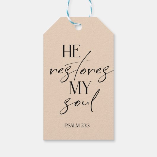 Beige Bijbel Verse Psalm Cadeaulabel (Achterkant)