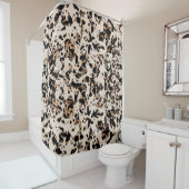 Beige Black Brown Mosaic Animal Print Abstract Douchegordijn (In situ)