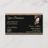 Beige Black Brown Stripes Chic met Logo en foto's Visitekaartje (Achterkant)