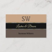 Beige Black Brown Stripes met monogram en foto Visitekaartje (Voorkant)