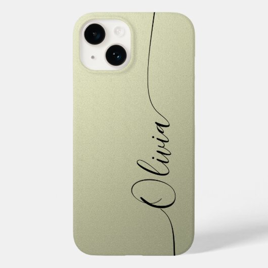 Beige Black Elegant Calligraphy Script Name Case-Mate iPhone Case (Achterkant)