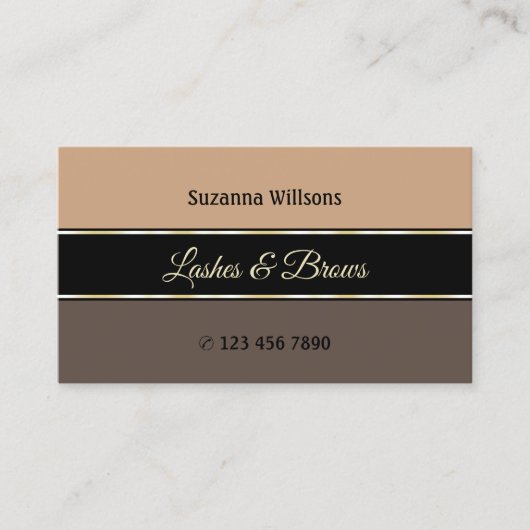 Beige Black en Brown Stripes met foto Stijlvol Visitekaartje (Voorkant)