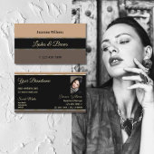 Beige Black en Brown Stripes met foto Stijlvol Visitekaartje