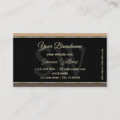 Beige Black en Brown Stripes Modern met monogram Visitekaartje (Achterkant)