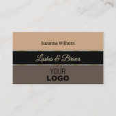 Beige Black en Brown Stripes Stijlvol met Logo Visitekaartje (Voorkant)