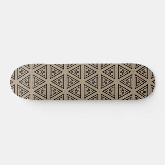 Beige Black Geometrie Pattern Skateboard dek. (Horizontaal)
