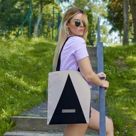 Beige Black Modern Minimal canvas tas