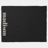 Beige Black Modern Monogram Persoonlijke naam Fleece Deken (Voorkant (Horizontaal))