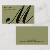 Beige Black Monogram Minimale Visitekaartje (Voorkant / Achterkant)