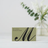 Beige Black Monogram Minimale Visitekaartje (Staand voorkant)