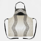 "Beige & Black Motief" Middelgroot Schort (Voorkant)