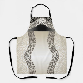 "Beige & Black Motief" Middelgroot Schort