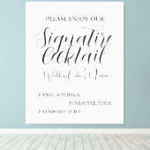 Beige Black Script Wedding Signature Drink Poster Canvas Afdruk (Insitu (Houten vloer))