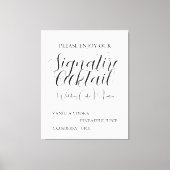 Beige Black Script Wedding Signature Drink Poster Canvas Afdruk (Voorkant)