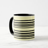 Beige & Black Striped Mug — Calm, Chic, Timeless Mok (Voorkant links)