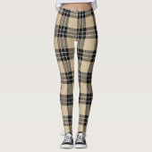 Beige/Black Vrouwen geruite Leggings (Voorkant)