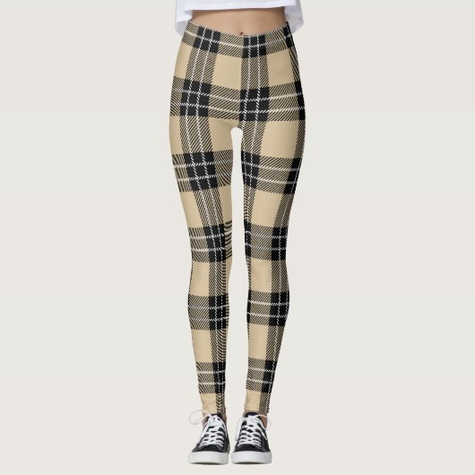 Beige/Black Vrouwen geruite Leggings