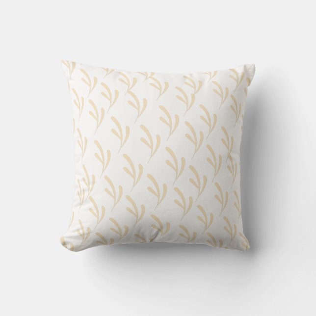 Beige Blad Herhaling Wit        Kussen (Voorkant)