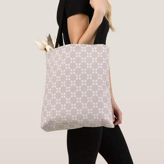 Beige Blad Patroon Tote Bag