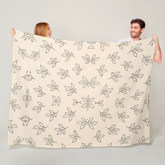 Beige Blad Worpdeken Fleece Deken (In situ)