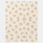 Beige Blad Worpdeken Fleece Deken (Voorkant)