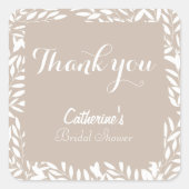 Beige Bladeren Bruidsuitnodiging  Vierkante Sticker (Voorkant)