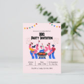Beige Blau Speelse BBQ-feest Ansichtkaart Briefkaart (Staand voorkant)