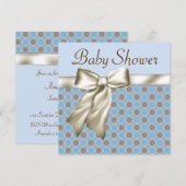 Beige Blauw Bruin Baby Boy Douche Uitnodigingen (Voorkant / Achterkant)