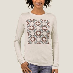 Beige Blauw Bruin Zuidwesten Look Kris Mozaïek Tri-Blend Shirt