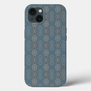 Beige Blauw En Grijs Wisselend Patroonontwerp iPhone 13 Hoesje