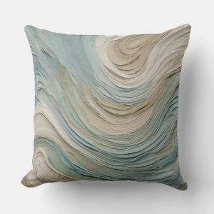 Beige Blauw Groen Abstracte Draaikolk Kussen