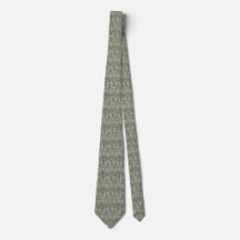 Beige Blauw Groen Bloem Motief Heren