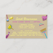 Beige Blauw Roze Huishoudster schoonmaak Janitoria Visitekaartje (Achterkant)