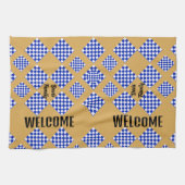 Beige blauw wit geruit theedoek (Horizontaal)