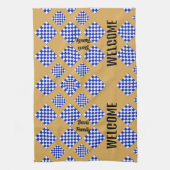 Beige blauw wit geruit theedoek (Verticaal)