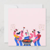 Beige Blauwe BBQ Save the Date Plat Kaart (Achterkant)