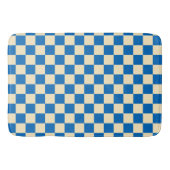 Beige + Blauwe Check Checkerboard Patroon Badmat (Voorkant)