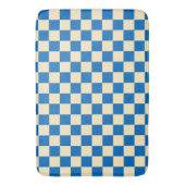 Beige + Blauwe Check Checkerboard Patroon Badmat (Voorkant Verticaal)