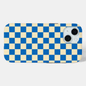 Beige + Blauwe Check Checkerboard Patroon Case-Mate iPhone Case (Achterkant (horizontaal))