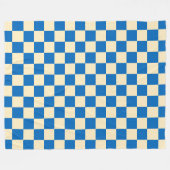 Beige + Blauwe Check Checkerboard Patroon Fleece Deken (Voorkant (Horizontaal))