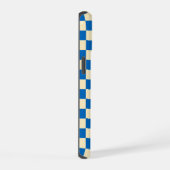 Beige + Blauwe Check Checkerboard Patroon iPhone 15 Case (Rechterkant)