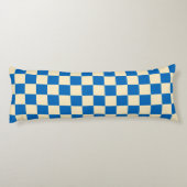 Beige + Blauwe Check Checkerboard Patroon Lichaamskussen (Achterkant)