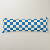 Beige + Blauwe Check Checkerboard Patroon Lichaamskussen (Voorkant)