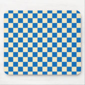 Beige + Blauwe Check Checkerboard Patroon Muismat (Voorkant)