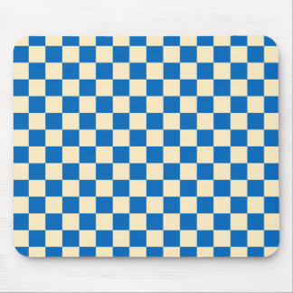 Beige + Blauwe Check Checkerboard Patroon Muismat