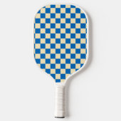 Beige + Blauwe Check Checkerboard Patroon Pickleball Paddle (Achterkant)