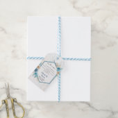 Beige blauwe Elegante Bloemige Bruiloft Cadeaulabel (Met Touw)