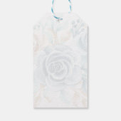 Beige blauwe Elegante Bloemige Bruiloft Cadeaulabel (Achterkant)