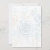 Beige blauwe Elegante Bloemige Bruiloft Kaart (Achterkant)